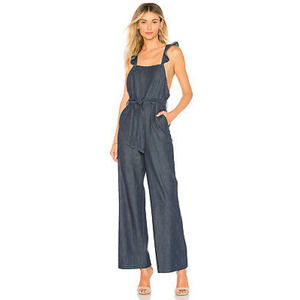 Joie Alvina B Ruffle Chambray Denim Jumpsuit S
